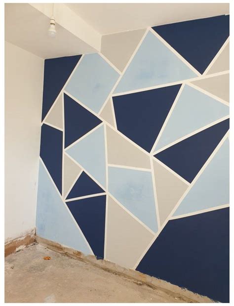 Feature Wall Geometric Wall Paint Bedroom Blue