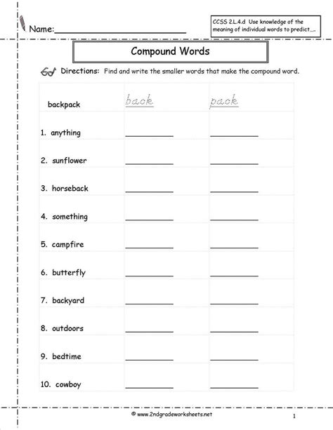 1st Grade Language Arts Worksheets Grammar