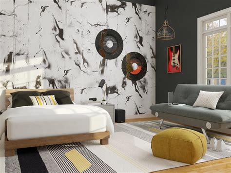 3.omnirax presto 4 music studio desk black. Rocker Teen Bedroom | Industrial-Style Bedroom Design Ideas