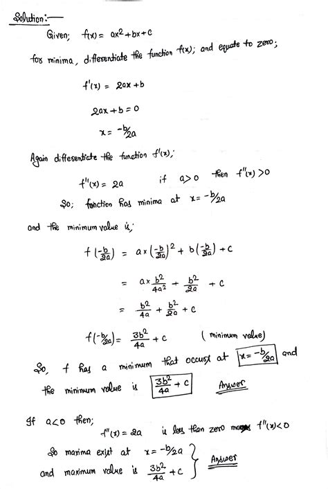 [solved] 1 consider the quadratic function f x ax 2 bx c a≠0 if course hero