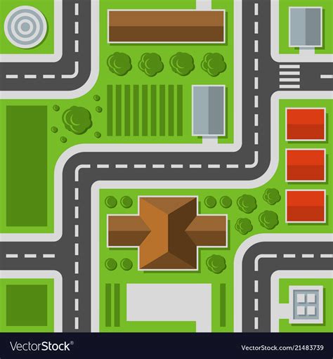 City Top View Town Map Seamless Pattern Royalty Free Vector