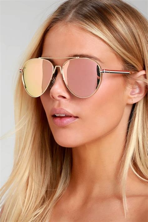 Rose Gold Mirrored Sunglasses Aviator