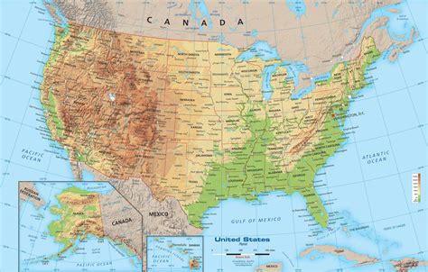 United States Physical Map Wall Mural From Academia