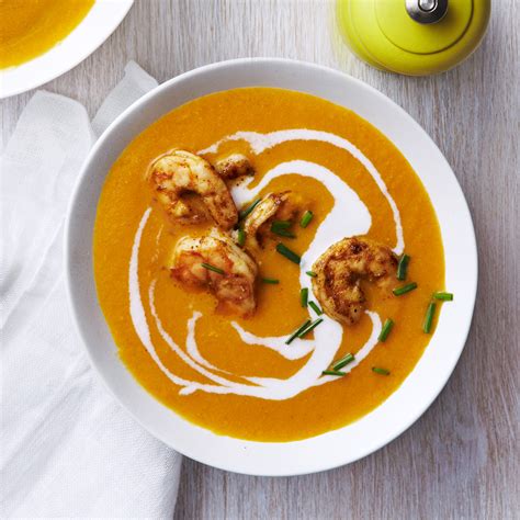 Carrot And Coconut Soup With Curried Shrimp Rachael Ray In Season