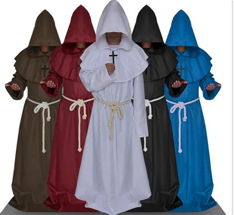Free Shipping Mens Monk Habit Robe With Cross Fancy Dress Costume Friar