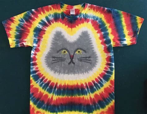Cat Tie Dye Shirt Tye Die Free Shipping Grumpy Or Happy Kitty Etsy