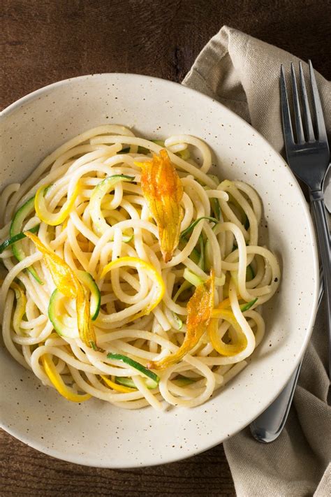 Pasta And Zucchini Noodles With Squash Blossoms Honest