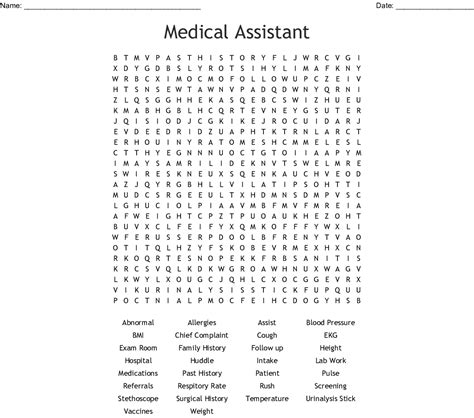 Medical Assistant Word Search Wordmint