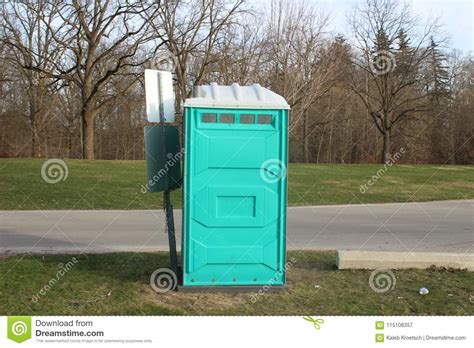 A Dirty Blue Portable Toilet In A Park Nasty Looking Place To Go To