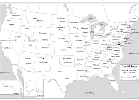 Map Of The United States And Their Capitals