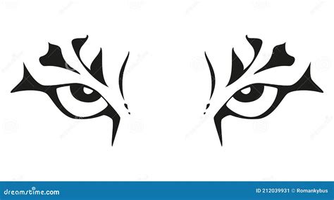 Tiger Eyes Black And White Vector Tattoo Illustration Stock Vector