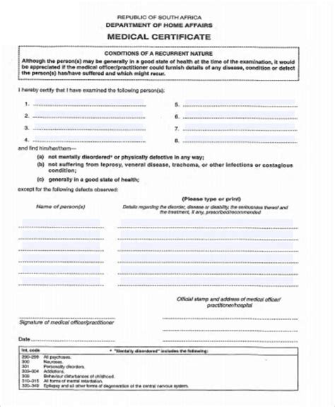 Free 7 Sample Medical Certificate Forms In Pdf Ms Word