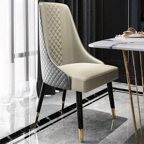 Grey Dining Chairs Modern Luxury Dining Chair Faux Leather Dining