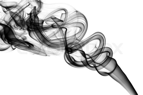 Abstract Black Smoke Swirls Over The White Background Stock Photo