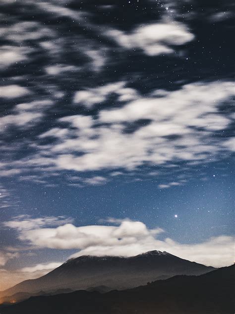 Mountain Clouds Stars Dusk Long Exposure Hd Phone Wallpaper Peakpx