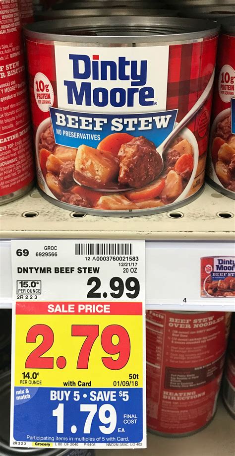 Save 1 empty can this is the amount of water you will need to thin out the stew. Dinty Moore Beef Stew ONLY $1.29 with Kroger Mega Event ...