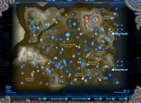 Map Of All 120 Shrines In Breath Of The Wild