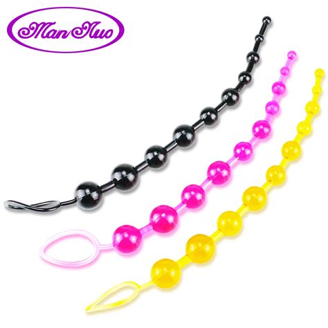 Rubber Butt Plug Long Anal Beads Soft Anal Plug G Spot Massager Bead