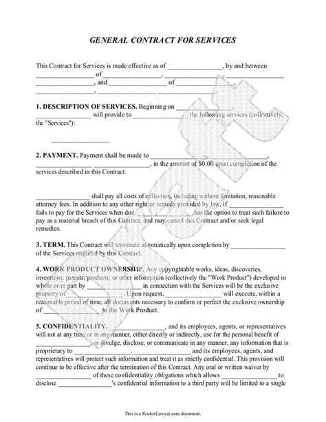 General Contract For Services Form Template With Sample Contract