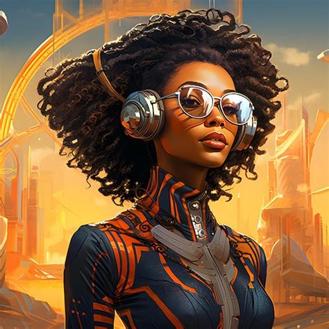 Premium Ai Image Afrofuturism Art Of Woman Wearing Glasses