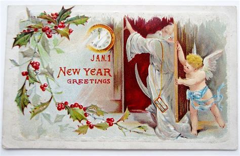 Baby New Year Shuts Out Father Time Postcard Emb