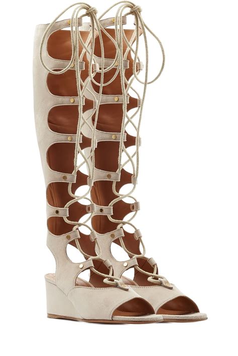 Chloé Foster Wedge Tall Gladiator Sandals 1450 Lace Up Sandals