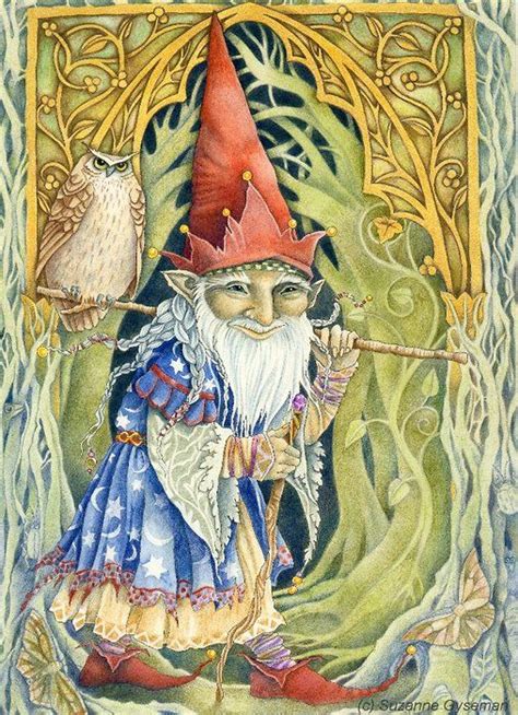 Wizard Gnome With Owl Fantasy Art Fairy Art Magical Creatures