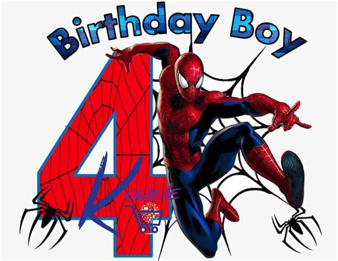 Spiderman Digital Birthday Shirt 4th Birthday No Name - Etsy