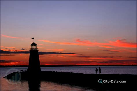 Lighthouse At Sunset On Lake Hefner