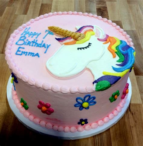 Wonderfully moist with a delicious peanut butter frosting! Magical Unicorn Round Pink Cake with Daisies — Trefzger's ...