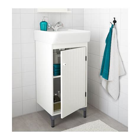 Ikea uses a special basin design, which are situated on top of the cabinet and water drain is next to the wall, but in most houses you can find another type, the basin is fixed to the wall and the drain exits the basin in the middle. SILVERÅN Wash-basin cabinet with 1 door - IKEA