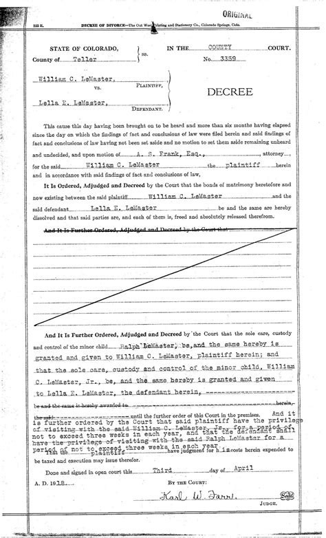 Maybe you would like to learn more about one of these? Divorce Papers: William Clifford LeMaster | TJL Genes : Preserving Our Family History