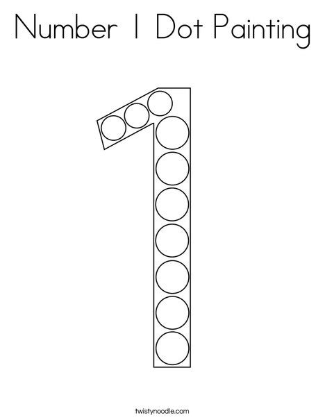 & some international holidays & events, or blank. Number 1 Dot Painting Coloring Page - Twisty Noodle