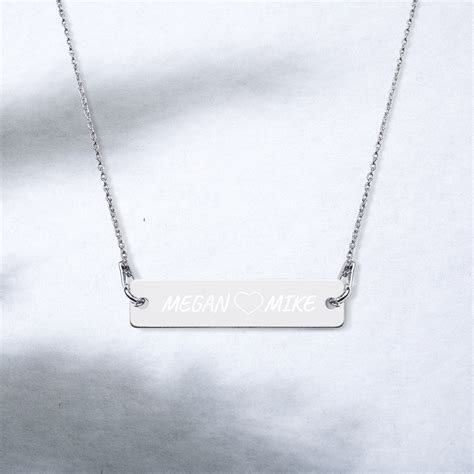 sterling silver custom bar necklace personalized name etsy