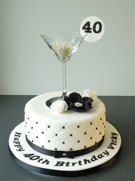 Coconut angel cake · 2 of 35. 40th birthday cake. Martini glass, black and white ...