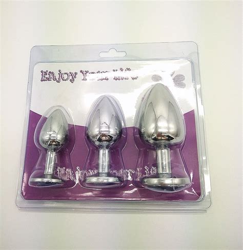 Unisex Butt Toys Plug Anal Silver Insert Stainless Steel Metal Plated Jeweled Sexy Stopper Anal