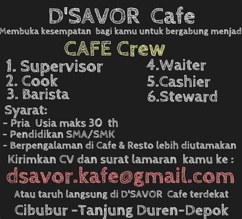 Berikut ini adalah beberapa informasi mengenai loker daerah demak terbaru pada. Info Loker Dicafe Bjm Hari Ini - Info lowongan kerja ...