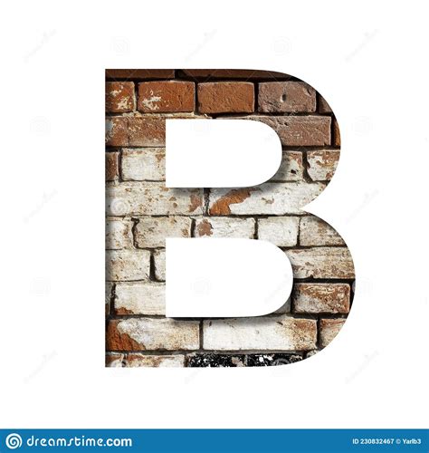 Brick Font The Letter B On The Background Of An Old Brick Wall With