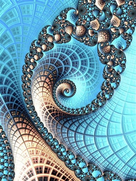 Fibonacci Spiral Cool Backgrounds Fractal Art Surreal Art Blue
