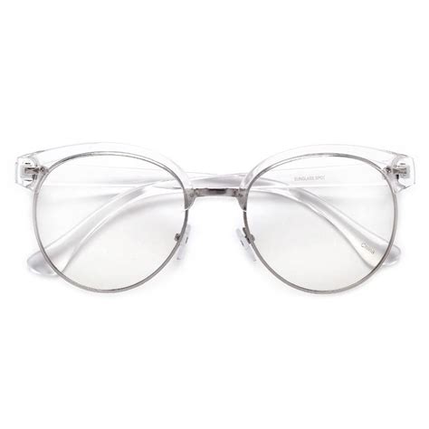 56mm Round Half Frame Clear Lens Eyewear Eyewear Lens Trendy Sunglasses