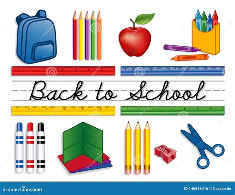 Back To School Supplies Whiteboard Stock Vector Illustration Of Back
