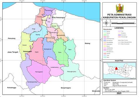 Peta Administrasi Kabupaten Pekalongan Provinsi Jawa Tengah NeededThing