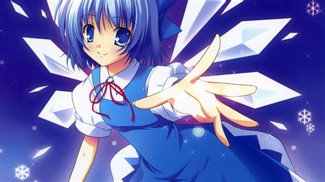 Desktop Wallpaper Blue Dress Smile Anime Girl Cirno Touhou Hd