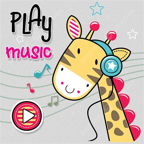 Music Headset Clipart Png Images Cute Cartoon Giraffe Listening To