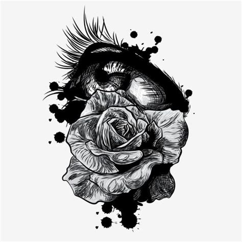A Black And White Drawing Of A Rose With Spiky Hair On Its Head