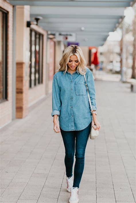 What To Wear With A Denim Shirt Chambray Shirt Outfits Truly Destiny