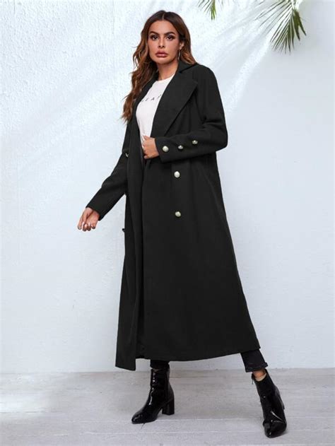 SHEIN Double Breasted Pea Coat SHEIN USA