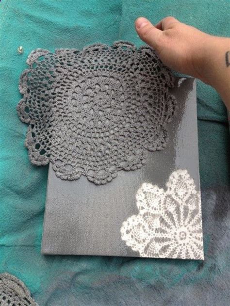 Spray Paint Doilies On Canvas Instant And Awesome Art Cute Crafts