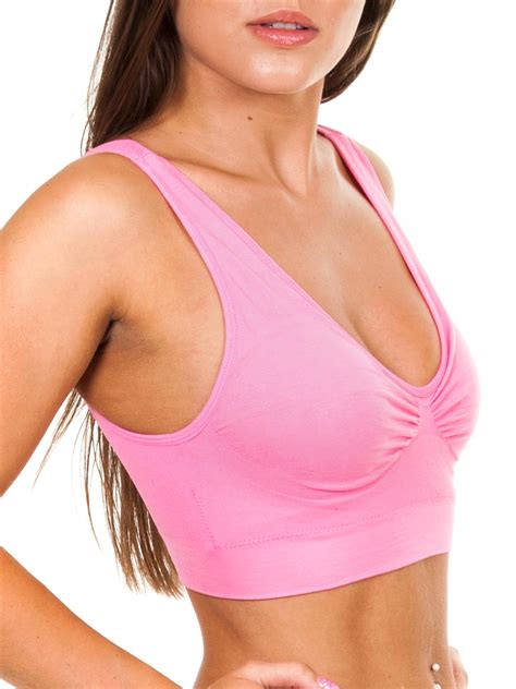 Womens Seamless Stretch Comfy Soft Non Padded Bra Sports Yoga Crop Top Vest Bra Ebay