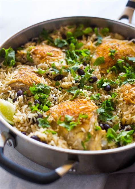 Serve with lime slices and additional chopped cilantro. One Pan Cilantro Lime Chicken and Rice | Gimme Delicious